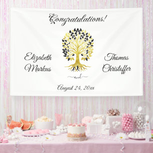 Goldener Baum des Lebens Zeitlose Hochzeit Banner
