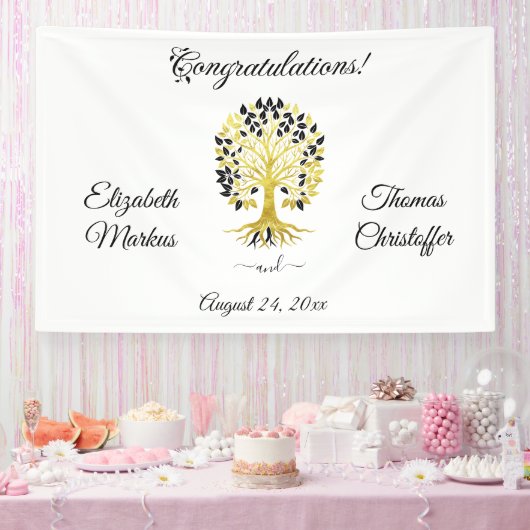 Goldener Baum des Lebens Zeitlose Hochzeit Banner (Party)