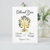 Goldener Baum des Lebens Zeitlose Hochzeit Dankeskarte (Stehend Vorderseite)