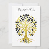 Goldener Baum des Lebens Zeitlose Hochzeit Einladung (Rückseite)