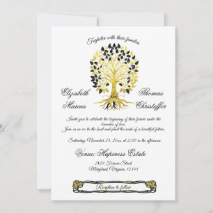Goldener Baum des Lebens Zeitlose Hochzeit Einladung