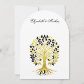 Goldener Baum des Lebens Zeitlose Hochzeit Einladung (Rückseite)