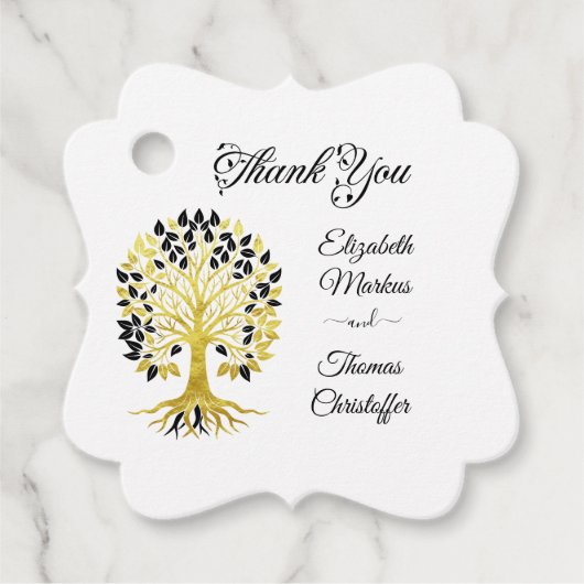 Goldener Baum des Lebens Zeitlose Hochzeit Geschenkanhänger (Vorderseite)