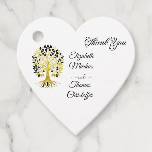 Goldener Baum des Lebens Zeitlose Hochzeit Geschenkanhänger (Vorderseite)