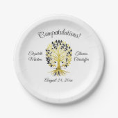 Goldener Baum des Lebens Zeitlose Hochzeit Pappteller (Vorderseite)