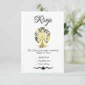 Goldener Baum des Lebens Zeitlose Hochzeit RSVP Karte (Stehend Vorderseite)