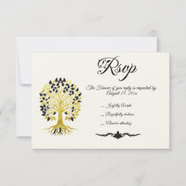 Goldener Baum des Lebens Zeitlose Hochzeit RSVP Karte