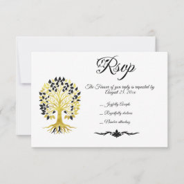 Goldener Baum des Lebens Zeitlose Hochzeit RSVP Karte
