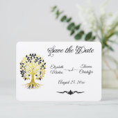 Goldener Baum des Lebens Zeitlose Hochzeit Save The Date (Stehend Vorderseite)