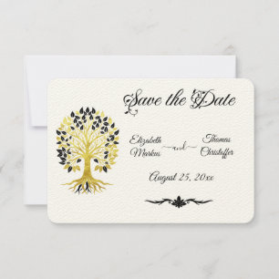 Goldener Baum des Lebens Zeitlose Hochzeit Save The Date