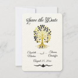 Goldener Baum des Lebens Zeitlose Hochzeit Save The Date