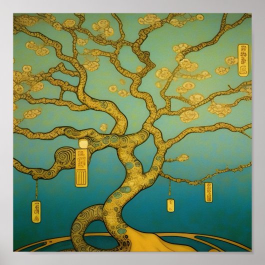 Goldener Baum des Wohlstands und des Überflusses H Poster (Vorne)