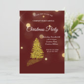 Goldener Baum, goldene Rentiere und Santa Claus In Einladung (Stehend Vorderseite)