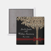 Goldener Baum mit rotem Band- und Bow-Datenersparn Magnet (Vorderseite/Rückseite)