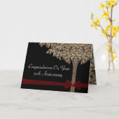 Goldener Baum mit rotem Band- und Bow-Glückwunsch Karte (Gelbe Blume)