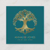 Goldener Baum Quadratische Visitenkarte (Vorderseite)