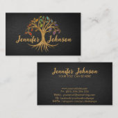 Goldener Baum - Rainbow Chakra Blätter Visitenkarte (Vorne/Hinten)