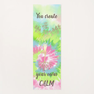 Goldener Baum-Silhouette, Farbiger Regenbogen-Tie- Yogamatte
