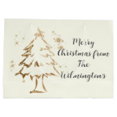 Goldener Baum Weihnachten Große Geschenktüte (Rückseite)