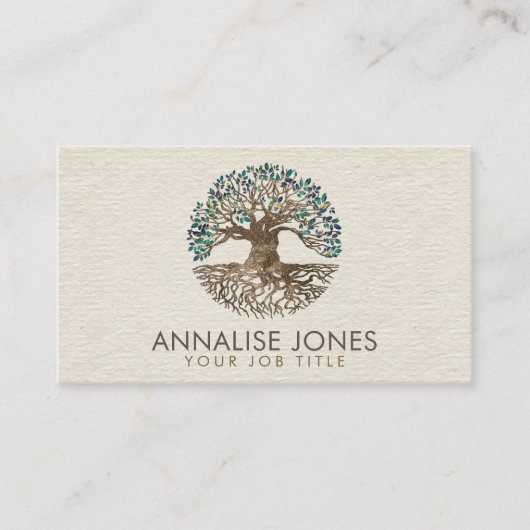 Goldener Baum - Yggdrasil - Marmorbäume - Blätter Visitenkarte (Vorderseite)