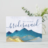 Goldener Berg wird mein Vorschlag für eine Brautju Einladung (Stehend Vorderseite)