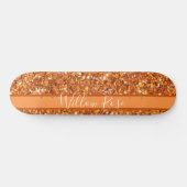 Goldener bernsteinfarbener Glitzer Skateboard (Horizontal)