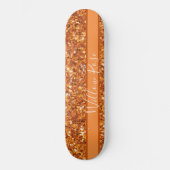 Goldener bernsteinfarbener Glitzer Skateboard (Vorderseite)