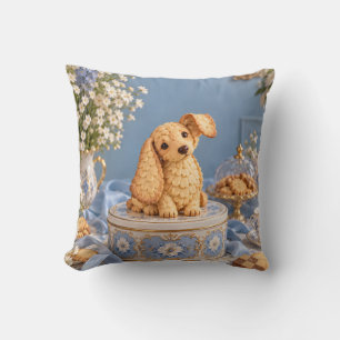 Goldener Biscuit-Dachshund Blaue Porzellan-Teepart Kissen