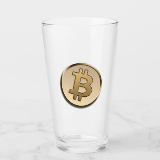 Goldener Bitcoin-Glasbecher Glas
