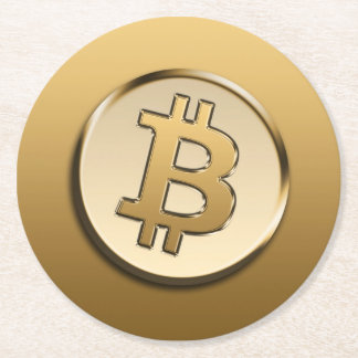 Goldener Bitcoin-Papiersetzer - rund Runder Pappuntersetzer