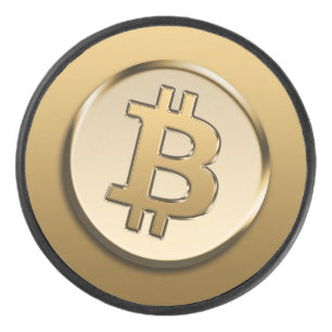 Goldener Bitcoin-Puck Eishockey Puck