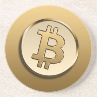 Goldener Bitcoin-Sandstein-Getränkeuntersetzer Getränkeuntersetzer