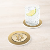 Goldener Bitcoin-Sandstein-Getränkeuntersetzer Getränkeuntersetzer (Seite)