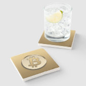 Goldener Bitcoin Stein Untersetzer (Seitenansicht)