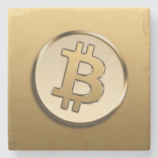 Goldener Bitcoin Stein Untersetzer (Vorderseite)