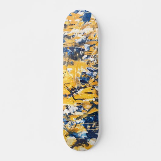 Goldener Blaue Florale Camo Skateboard (Vorne)