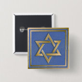 Goldener blauer Davidstern-Kunstpaneel Button (Vorne & Hinten)