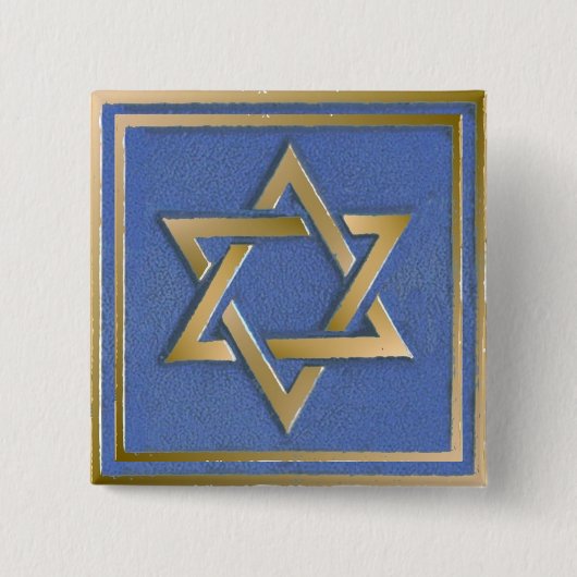 Goldener blauer Davidstern-Kunstpaneel Button (Vorderseite)