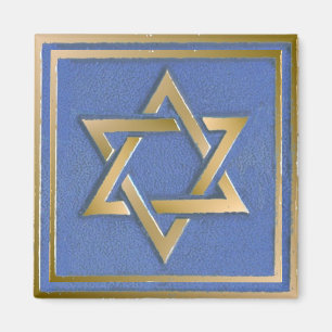 Goldener blauer Davidstern-Kunstpaneel Magnet