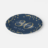 Goldener Blauer Glitzer Confetti 30. Geburtstag Pappteller (Schrägansicht)