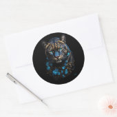 Goldener blauer Panther Runder Aufkleber (Umschlag)