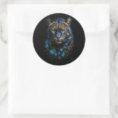 Goldener blauer Panther Runder Aufkleber (Tasche)