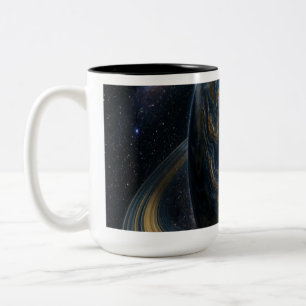 Goldener blauer Planet Zweifarbige Tasse
