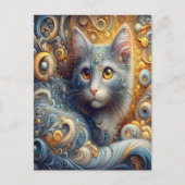 Goldener Blick: Felines Portrait in Gelben Augen Postkarte (Vorderseite)