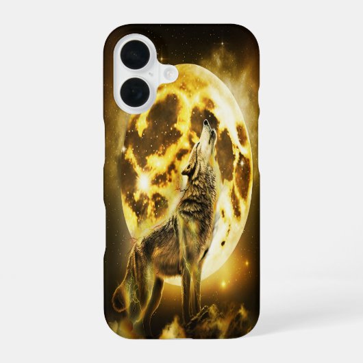 Goldener Blitzwolf iPhone 16 Hülle (Rückseite)