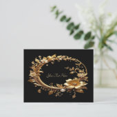 Goldener Blumen-Ornament-Rahmen Postkarte (Stehend Vorderseite)