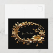 Goldener Blumen-Ornament-Rahmen Postkarte (Vorne/Hinten)