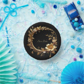 Goldener Blumen-Ornamentrahmen Pappteller (Party)