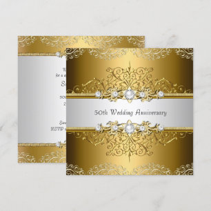 Goldener Blumen-Schwung 50. Hochzeitstag Einladung