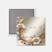 Goldener Blumenmagnet Magnet (Vorderseite/Rückseite)